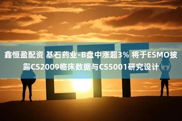 鑫恒盈配资 基石药业-B盘中涨超3% 将于ESMO披露CS2009临床数据与CS5001研究设计